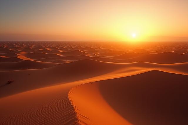 Vaste dune di sabbia nel deserto al tramonto