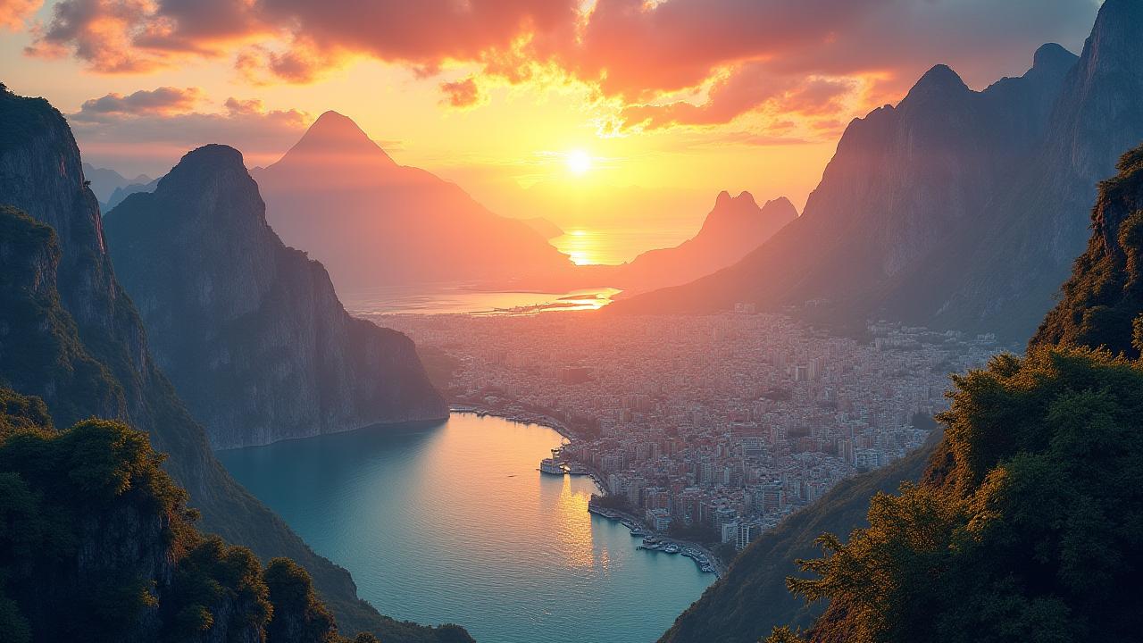 Panoramica mozzafiato di diverse destinazioni di viaggio